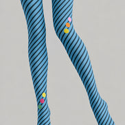 Blue Striped Tights Cute Color Dot Pantyhose L68-79