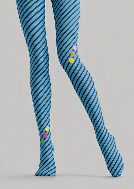 Blue Striped Tights Cute Color Dot Pantyhose L68-79