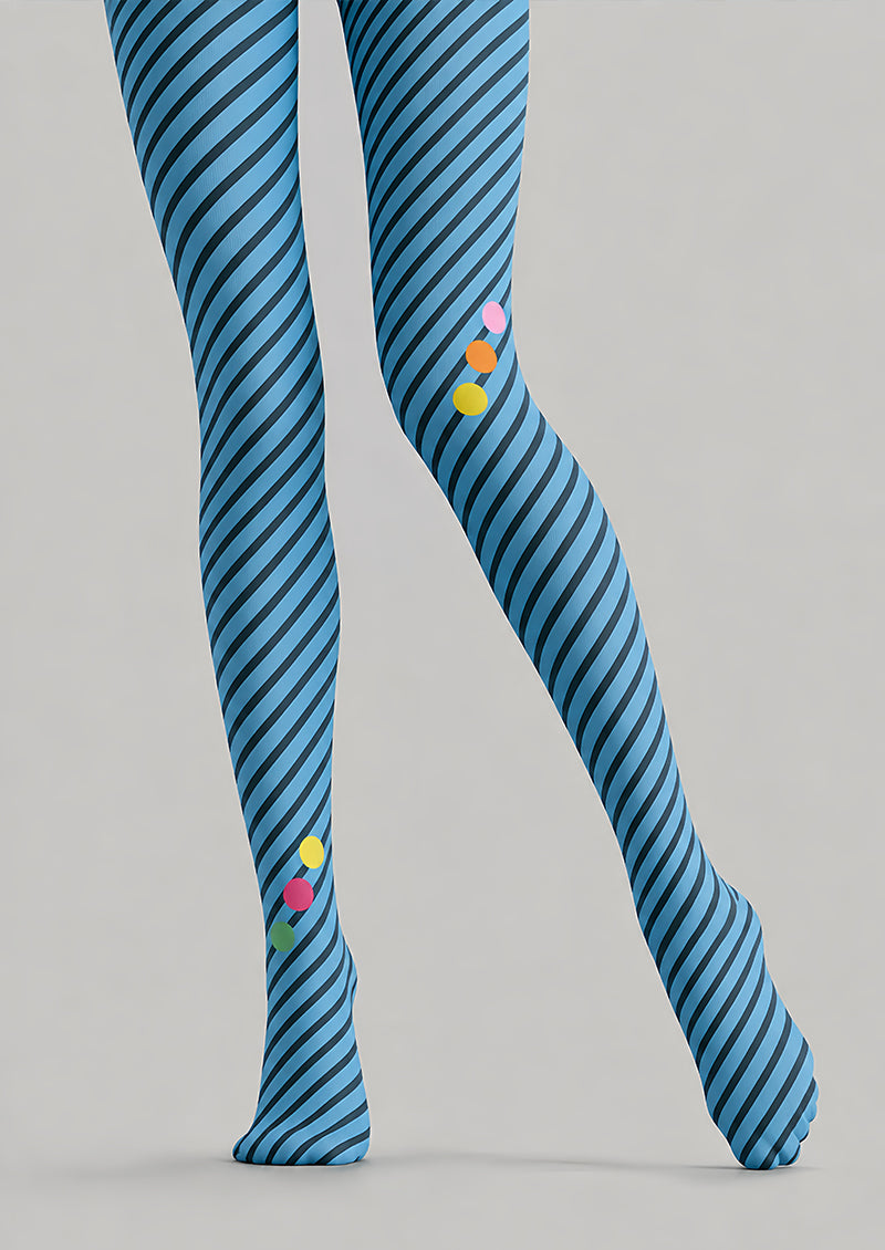 Blue Striped Tights Cute Color Dot Pantyhose L68-79