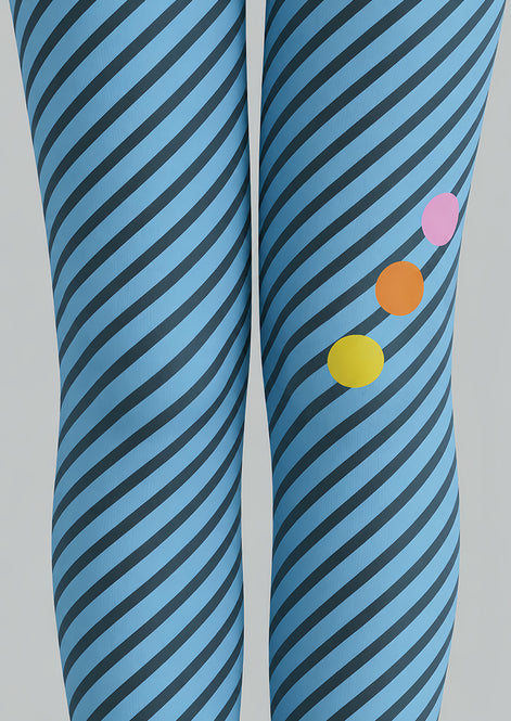 Blue Striped Tights Cute Color Dot Pantyhose L68-79