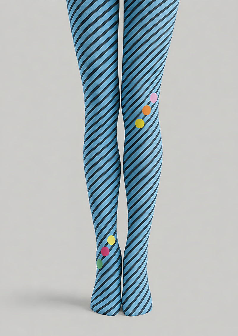 Blue Striped Tights Cute Color Dot Pantyhose L68-79