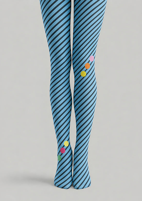 Blue Striped Tights Cute Color Dot Pantyhose L68-79