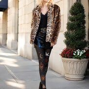 Black Sacred Heart Snake Graphic Pantyhose Tattoo Tights L68-8