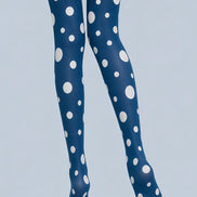 Navy Mixed Polka Dot Pantyhose White Circle Tights L68-80