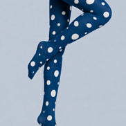 Navy Mixed Polka Dot Pantyhose White Circle Tights L68-80