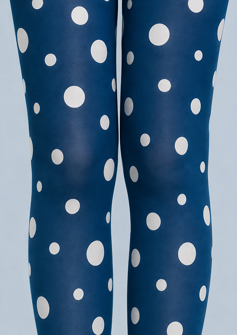 Navy Mixed Polka Dot Pantyhose White Circle Tights L68-80