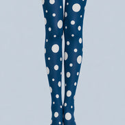 Navy Mixed Polka Dot Pantyhose White Circle Tights L68-80