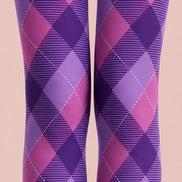 Y2K Purple Patterned Tights Diamond Print Hosiery L68-81
