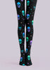 Neon Skull Halloween Tights Black Graphic Pantyhose L68-82