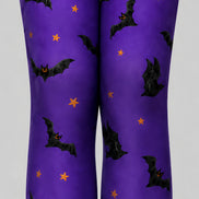 Purple Halloween Tights Bat Pattern Costume Hosiery L68-83