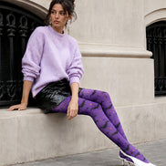 Purple Halloween Tights Bat Pattern Costume Hosiery L68-83