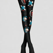 Gothic Skull Print Halloween Tights Black Hosiery L68-84