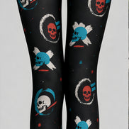 Gothic Skull Print Halloween Tights Black Hosiery L68-84