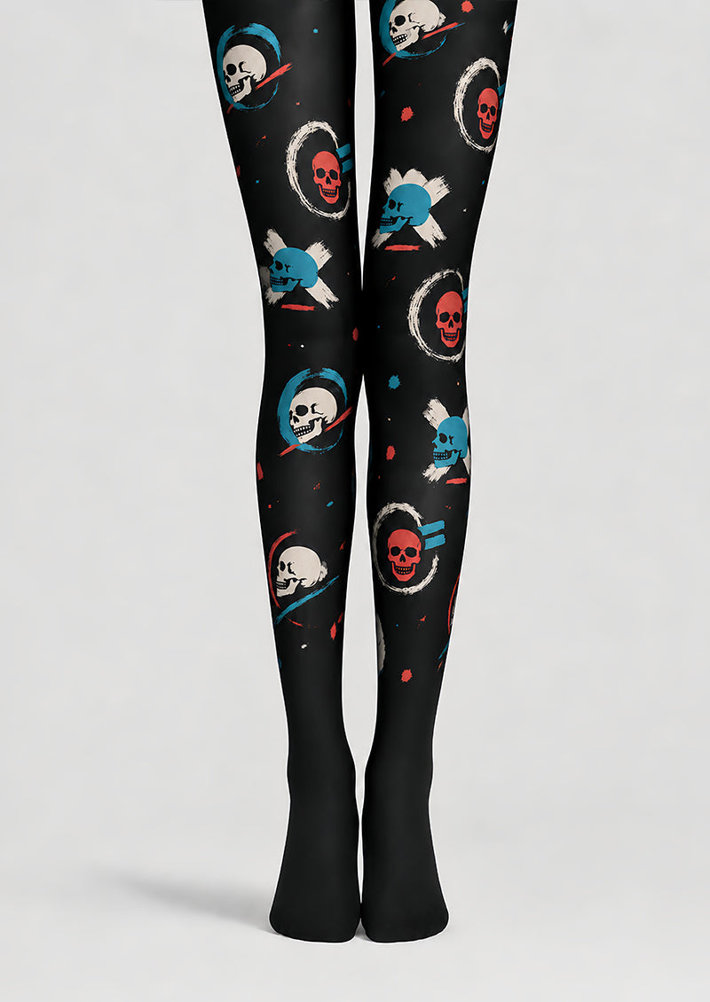 Gothic Skull Print Halloween Tights Black Hosiery L68-84