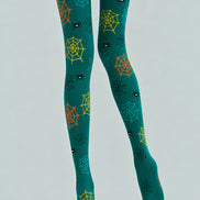 Spooky Green Halloween Tights Spider Pattern Pantyhose L68-85