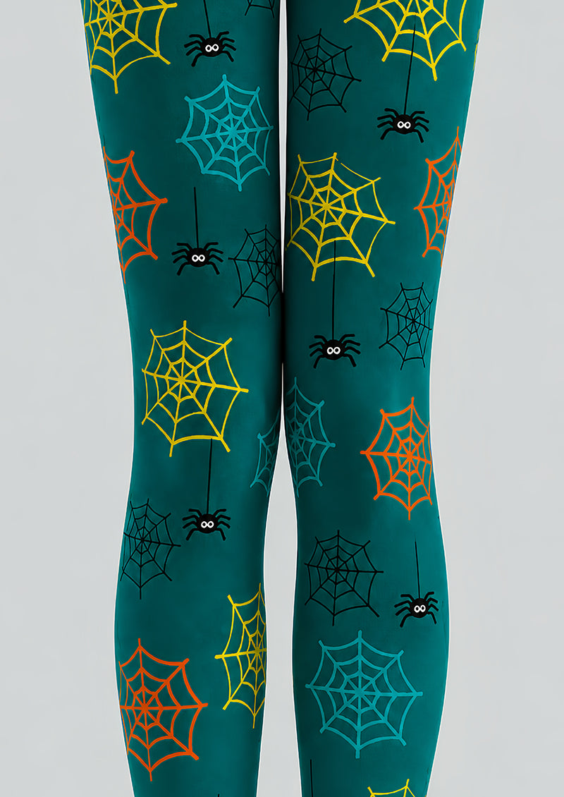 Spooky Green Halloween Tights Spider Pattern Pantyhose L68-85