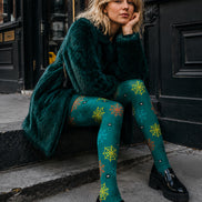 Spooky Green Halloween Tights Spider Pattern Pantyhose L68-85
