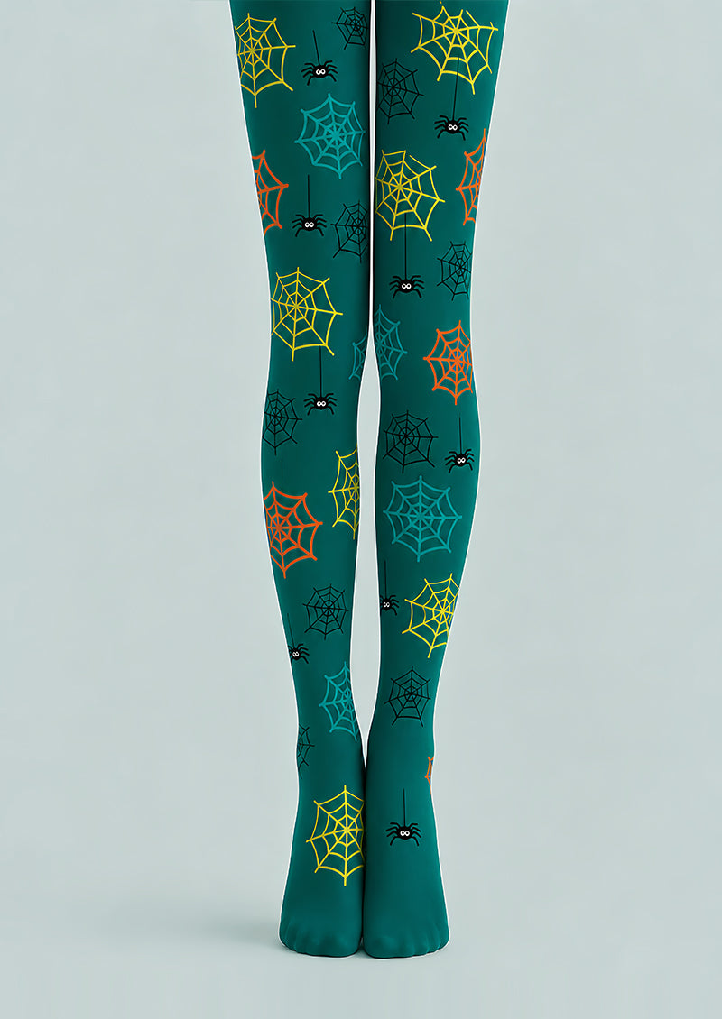 Spooky Green Halloween Tights Spider Pattern Pantyhose L68-85