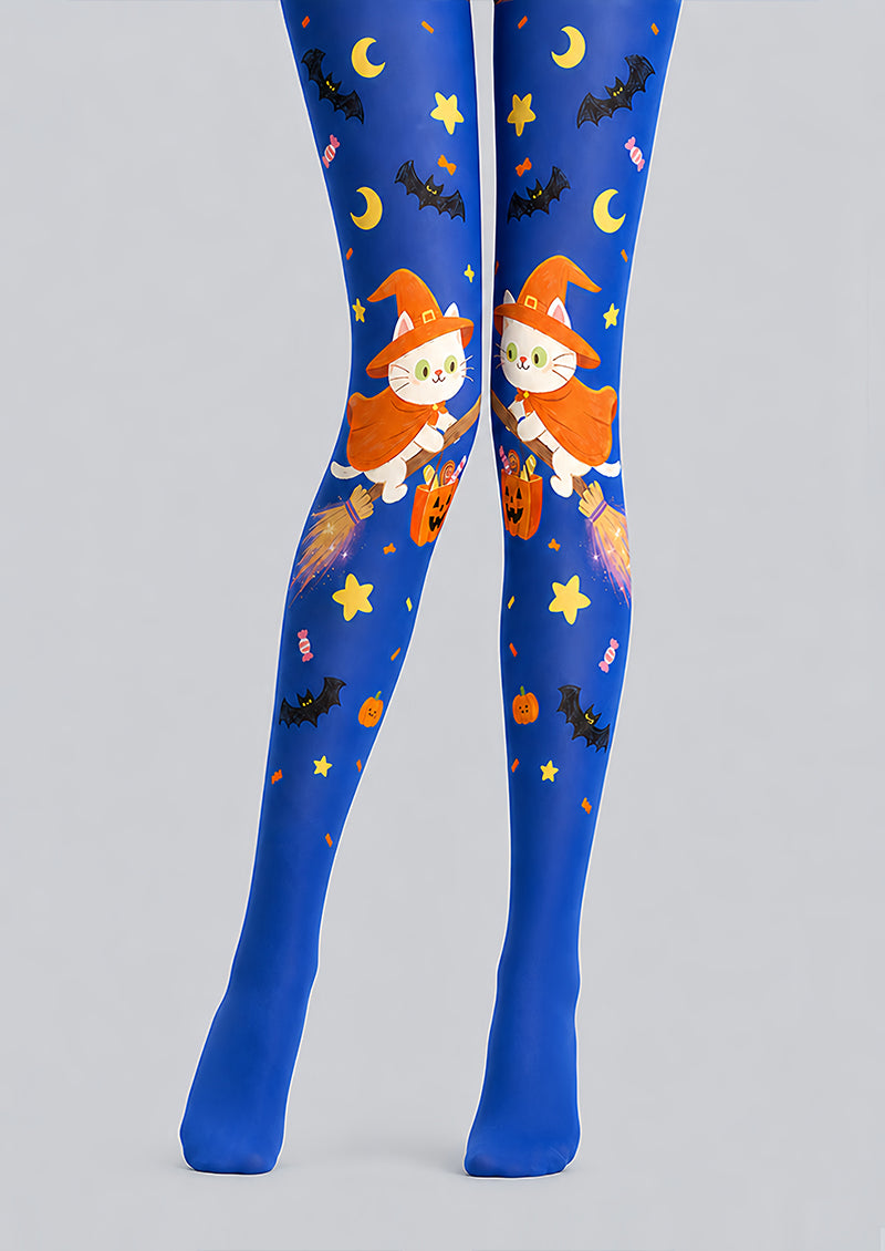 Cute Witch Cat Tights Halloween Party Hosiery L68-86