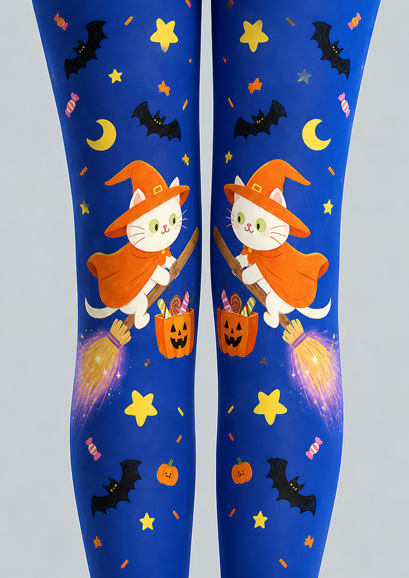 Cute Witch Cat Tights Halloween Party Hosiery L68-86