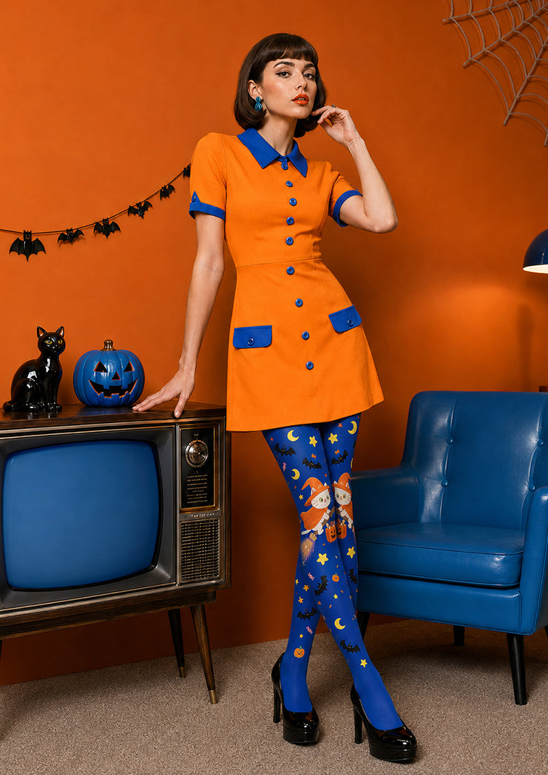 Cute Witch Cat Tights Halloween Party Hosiery L68-86