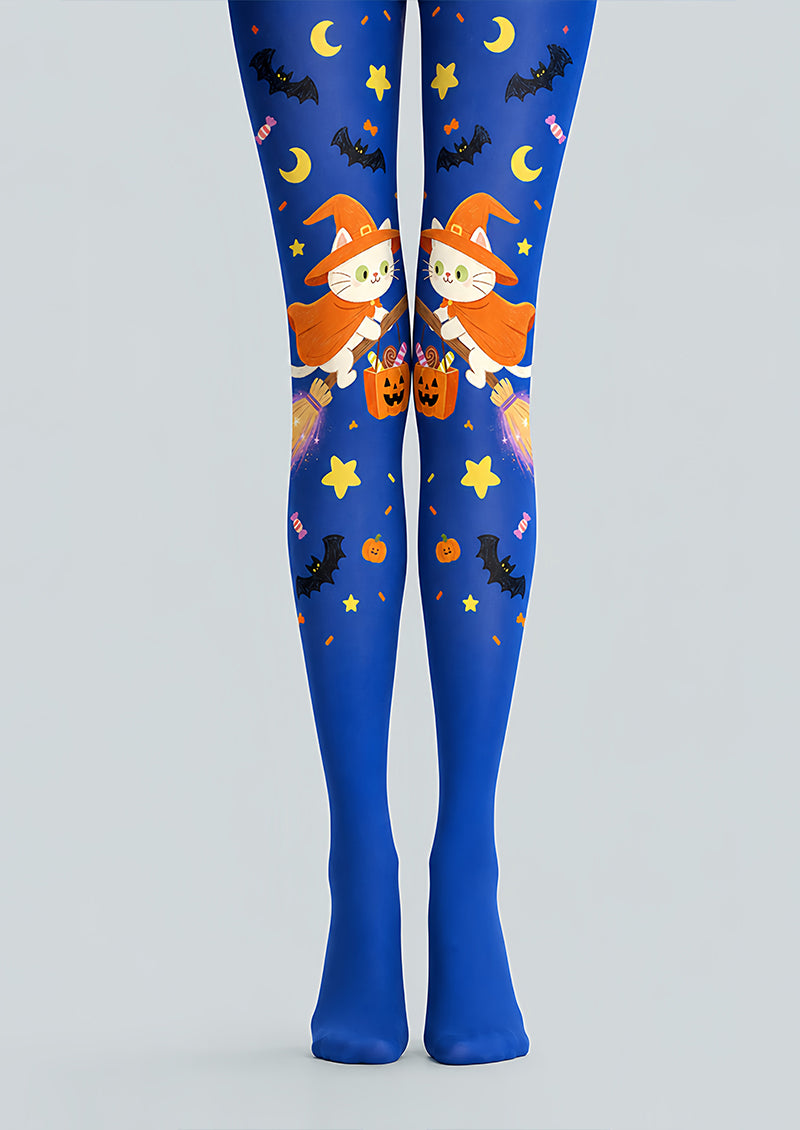 Cute Witch Cat Tights Halloween Party Hosiery L68-86