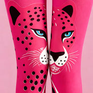 Pop Art Leopard Print Tights Pink Pantyhose L68-90