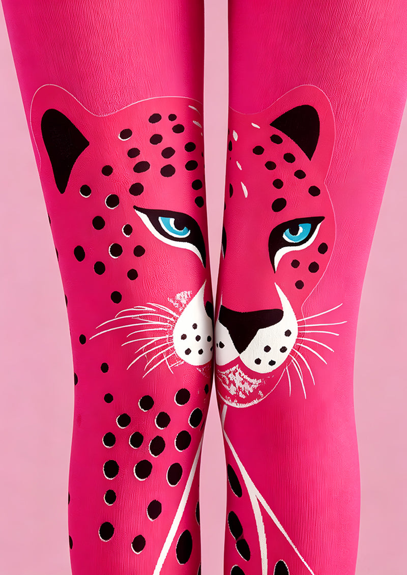 Pop Art Leopard Print Tights Pink Pantyhose L68-90