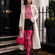 Pop Art Leopard Print Tights Pink Pantyhose L68-90
