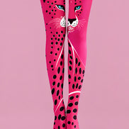 Pop Art Leopard Print Tights Pink Pantyhose L68-90