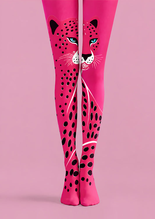 Pop Art Leopard Print Tights Pink Pantyhose L68-90