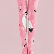 Pink Crane Animal Print Tights Hosiery Pantyhose L68-91