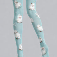 Blue Sheep Print Tights Cute Animal Pantyhose L68-92
