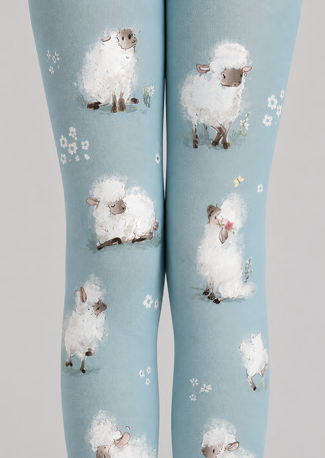 Blue Sheep Print Tights Cute Animal Pantyhose L68-92