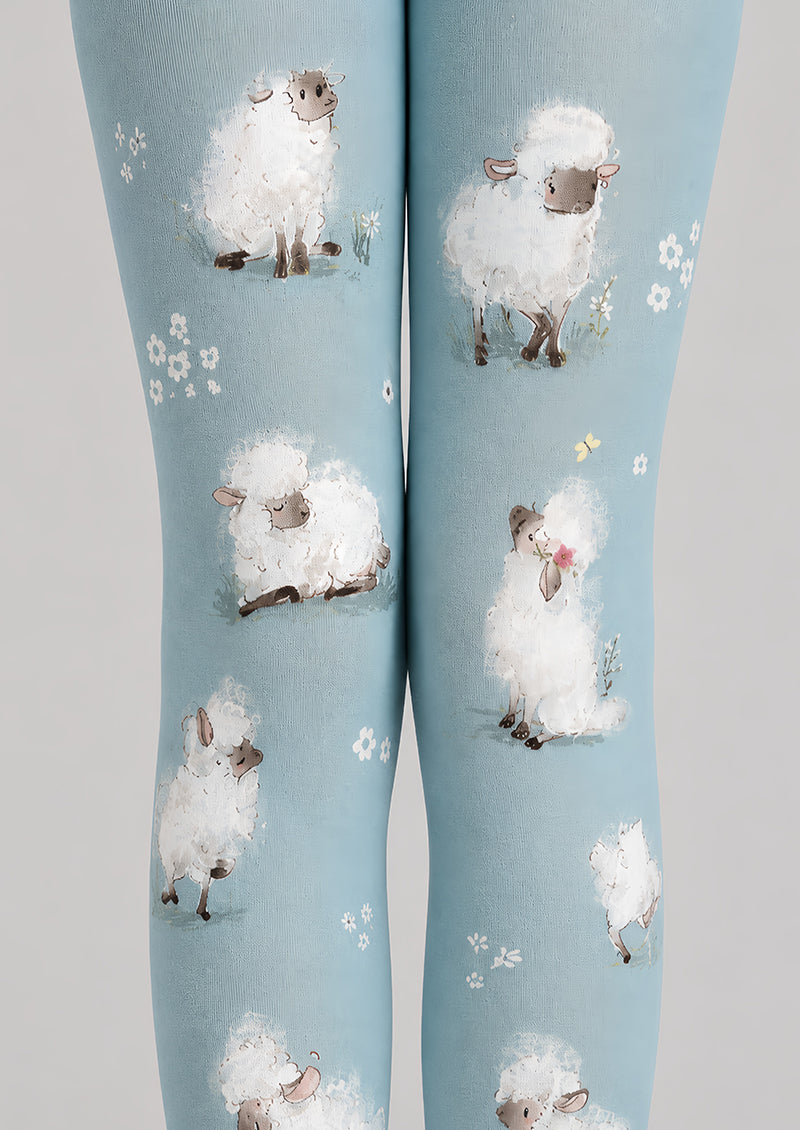 Blue Sheep Print Tights Cute Animal Pantyhose L68-92