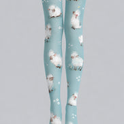 Blue Sheep Print Tights Cute Animal Pantyhose L68-92