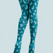 Graphic Leopard Print Tights Aqua Blue L68-93