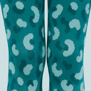 Graphic Leopard Print Tights Aqua Blue L68-93