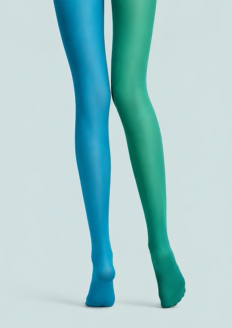 Teal Green Fox Patterned Tights Hosiery Pantyhose L68-95