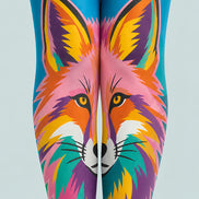 Teal Green Fox Patterned Tights Hosiery Pantyhose L68-95