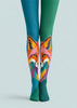 Teal Green Fox Patterned Tights Hosiery Pantyhose L68-95