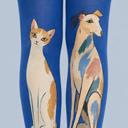 Cute Cat Dog Printed Tights Blue Pantyhose L68-96