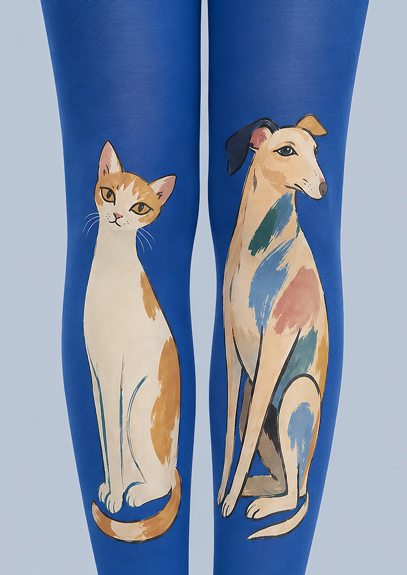 Cute Cat Dog Printed Tights Blue Pantyhose L68-96