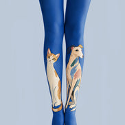 Cute Cat Dog Printed Tights Blue Pantyhose L68-96