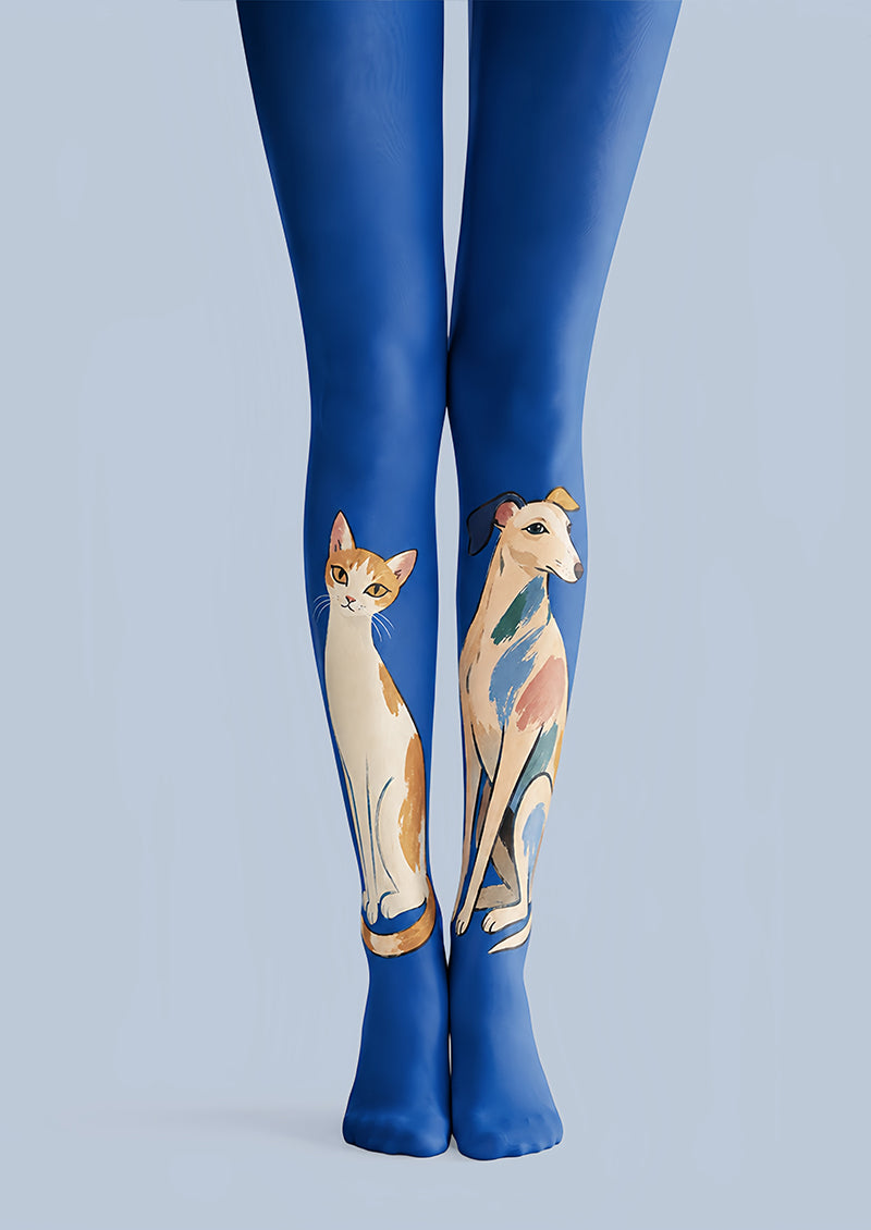 Cute Cat Dog Printed Tights Blue Pantyhose L68-96