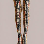 Mixed Leopard Stripe Tights Hosiery Pantyhose L68-97
