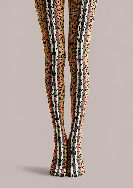 Mixed Leopard Stripe Tights Hosiery Pantyhose L68-97
