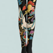 Golden Crane Wings Unfurling Patterned Tights L68-98