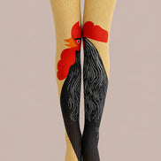 Black Rooster Yellow Tights Hosiery L68-99