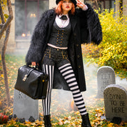 Beetlejuice Inspired Stripe Tights Hosiery Pantyhose L69-13